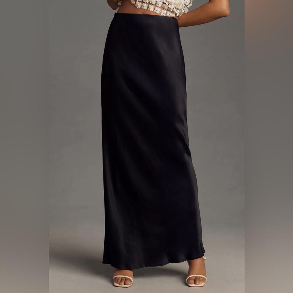 Anthropologie The Tilda Maxi Slip Skirt XL - Black